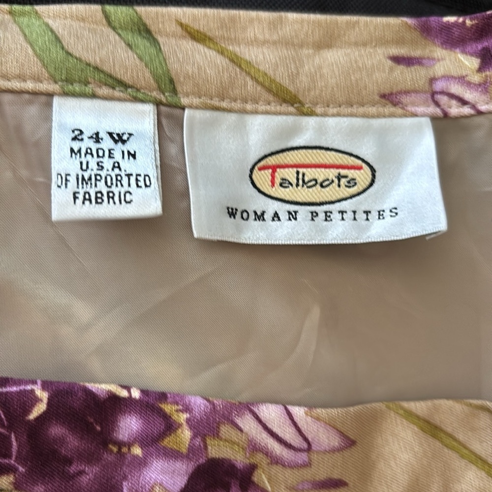 Talbots Silk Wool Floral Midi Skirt Plus Size 24W Petite Luxury Coastal - Picture 10 of 12